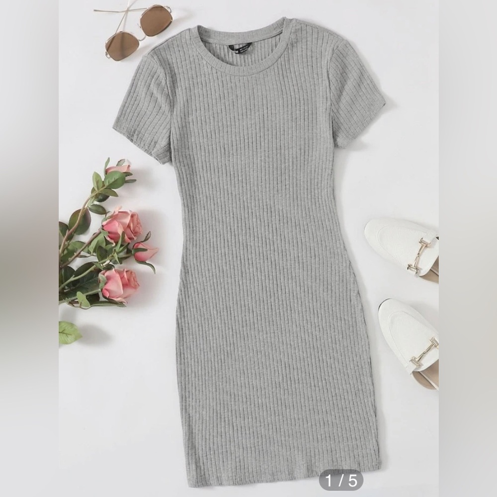 Solid Rib-Knit Bodycon Dress